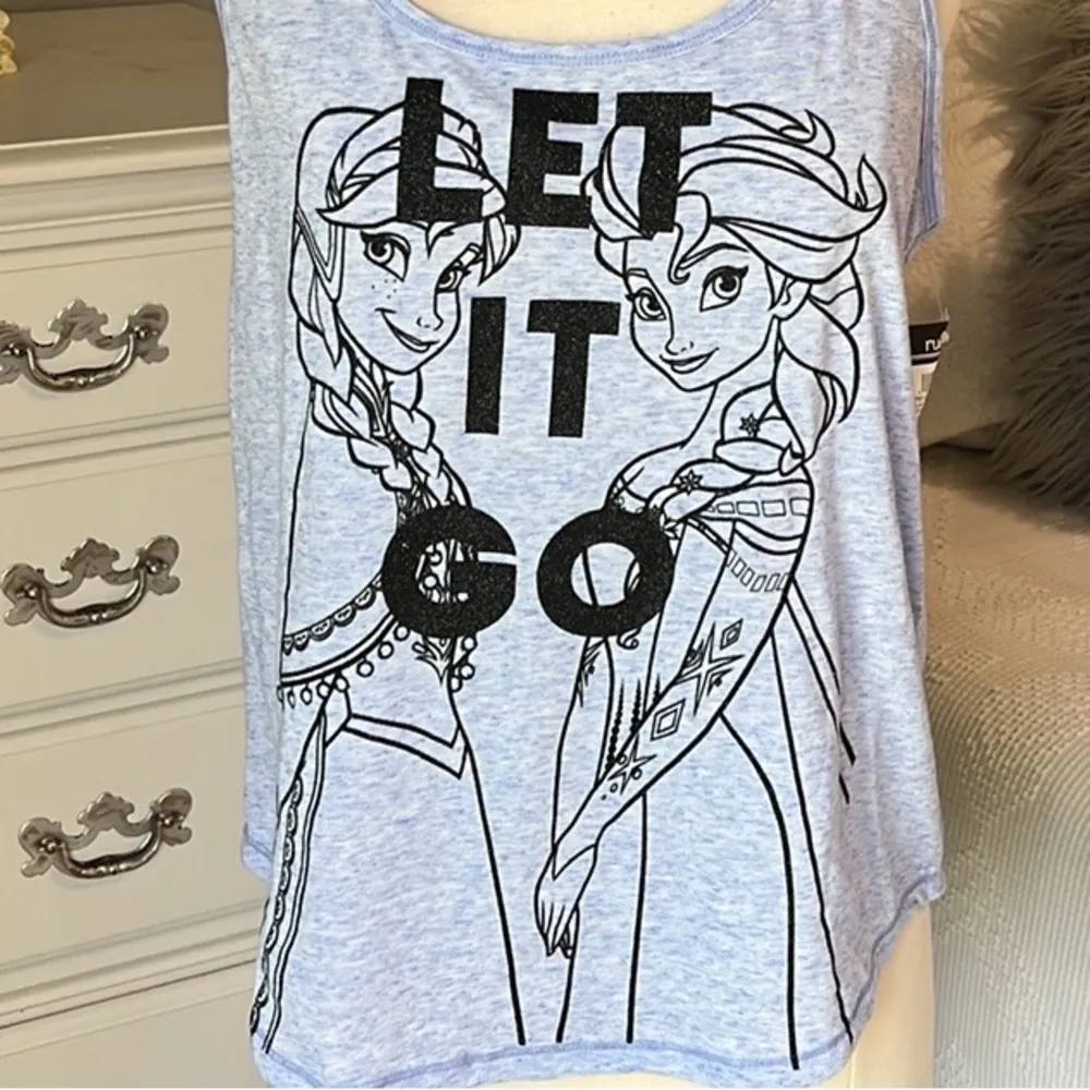 Frozen Disney Anna Elsa Blue Tank Top Graphic Womens Large - Image 5