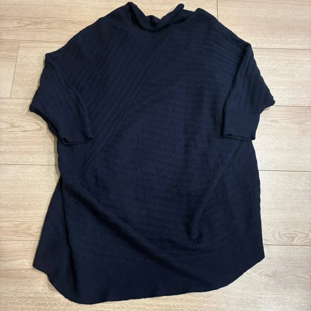 Lilly Pulitzer Navy Short Sleeve Cashmere Wool Open Front Cardigan One Size - Image 6