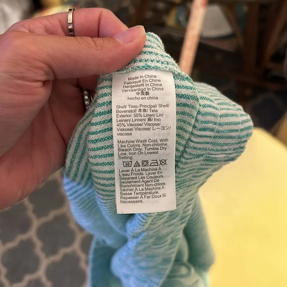 J. Crew Linen Striped Green Shorts - Image 8