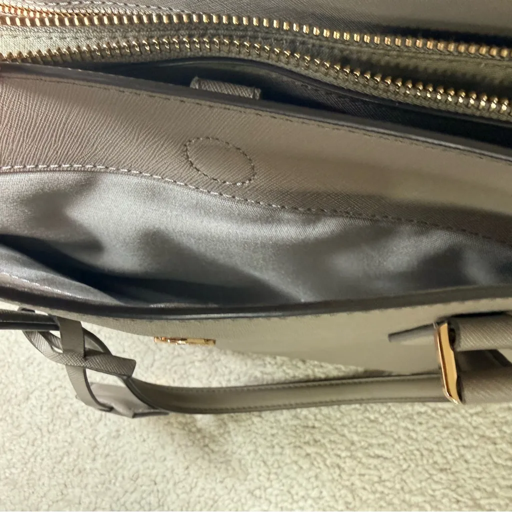 Tory Burch Gray Leather Tote Bag EUC - Image 14