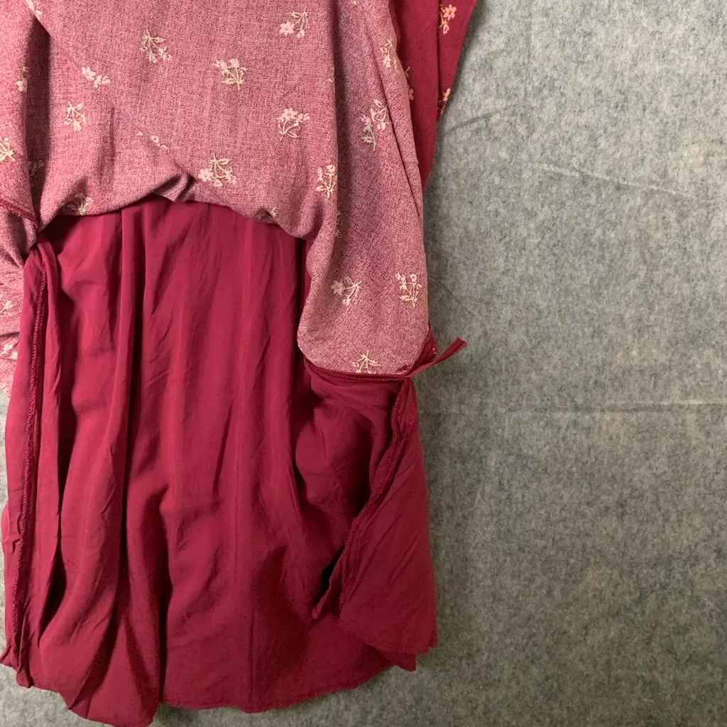 Free People Women Size M Everyone's Favorite Floral  Minidress Earth‎ Red Combo - Image 7