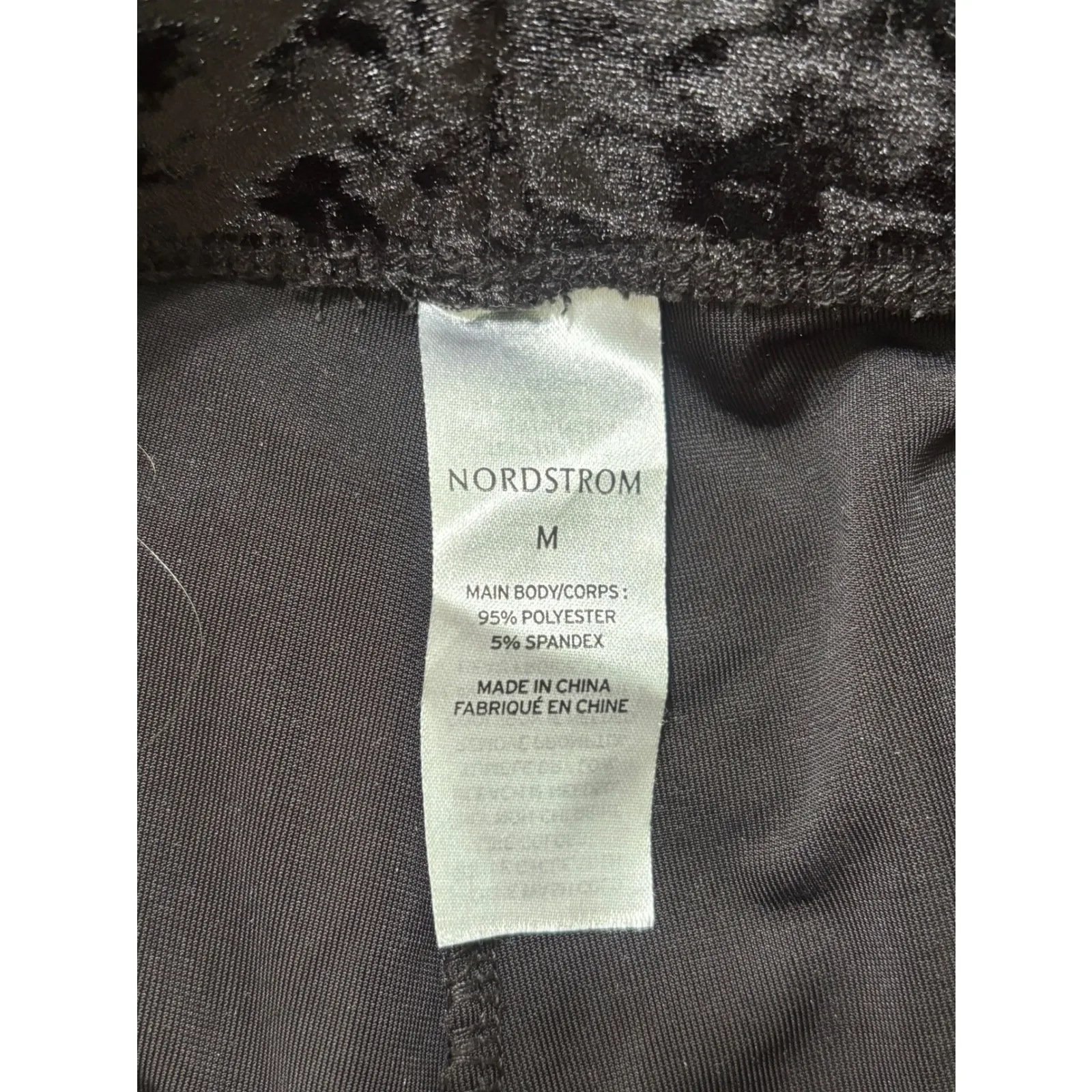 Nordstrom Black Velvet Leggings Soft Stretch Casual Pants‎ Size M - Image 4