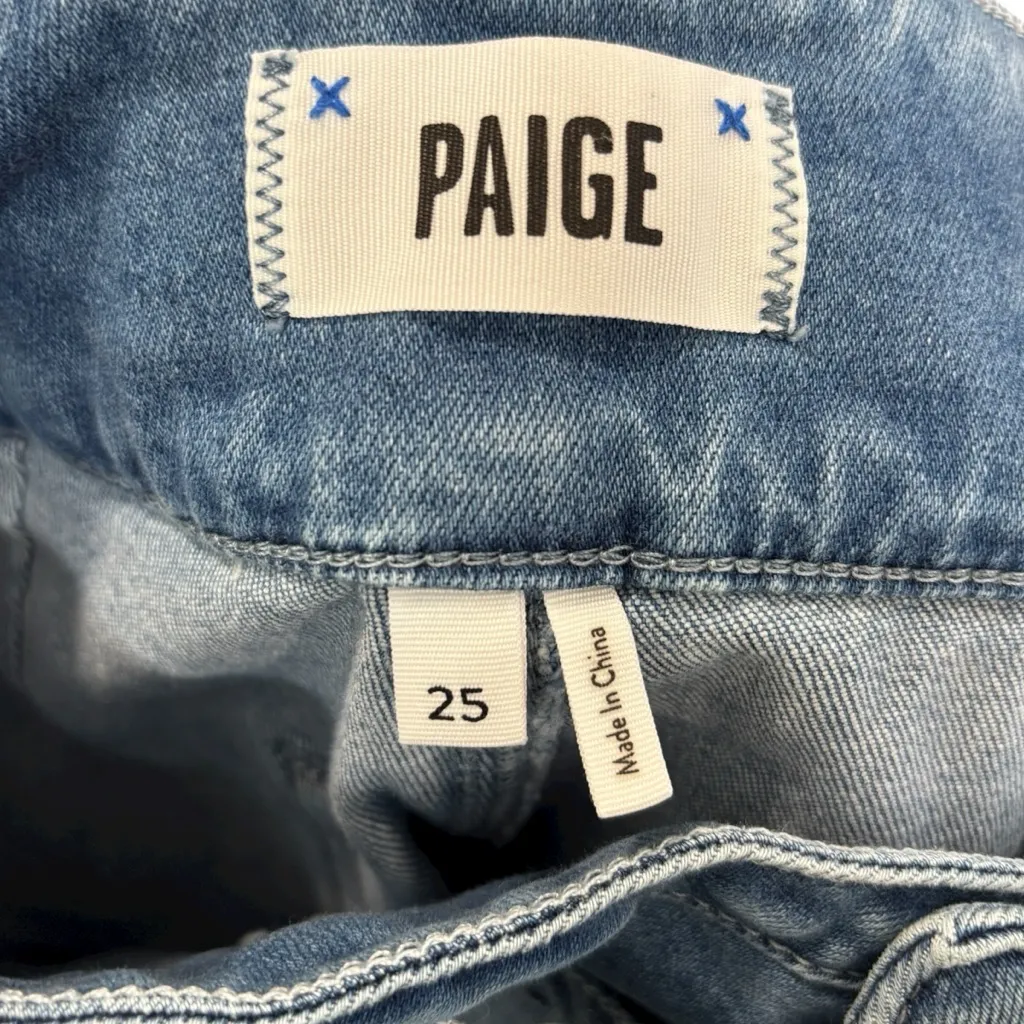 PAIGE Wide Leg Frankie Inset Belted Cropped Blue Bristol Jeans Women’s size 25 - Image 7