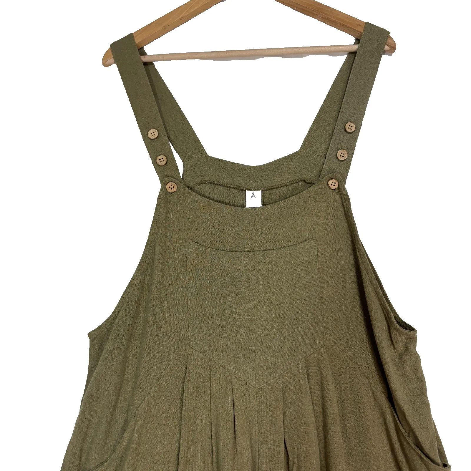 NWT ANRABESS Womens Overalls Jumpsuit Loose Adjustable Straps Bib Wide Leg Sz L Green Size L - Image 5
