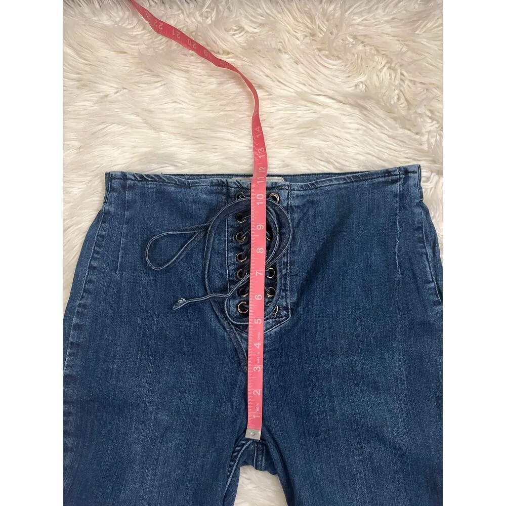 Free People lace up stretch denim skinny fitted jeans 31 - Image 7
