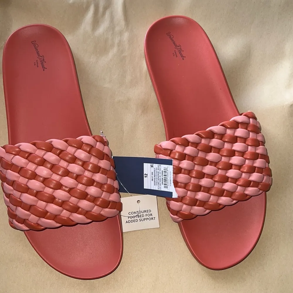 NWT Sz 12  braided pink orange slides - Image 2