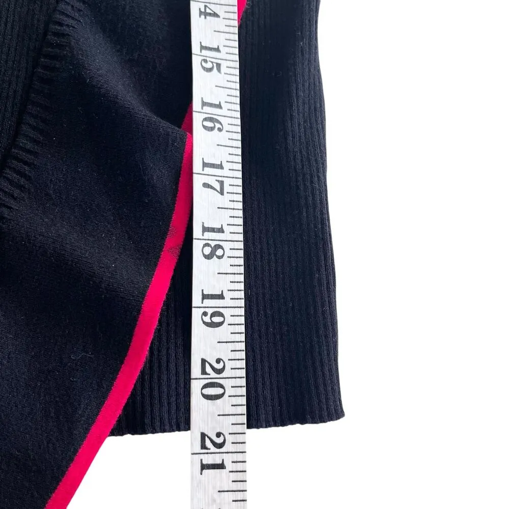 Loredana Black Ribbed Knit Red Trim Asymmetric Ruffle Crewneck Sweater Size M Size M - Image 6