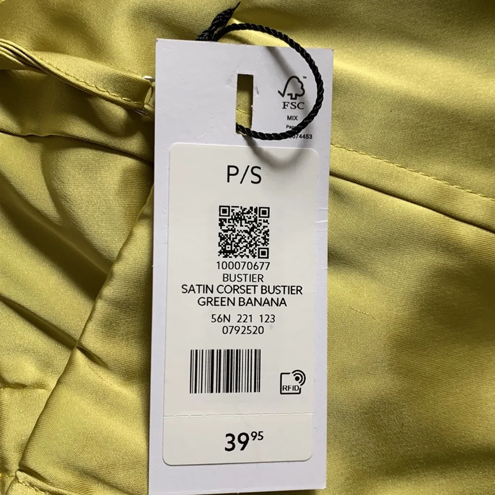 satin corset bustier in green banana - Image 6