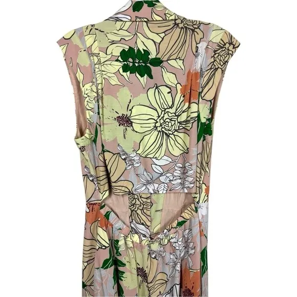 NWT Fate Floral Print‎ Open Back Jumpsuit Linen Womens Sz M Button Front Boho Yellow - Image 8