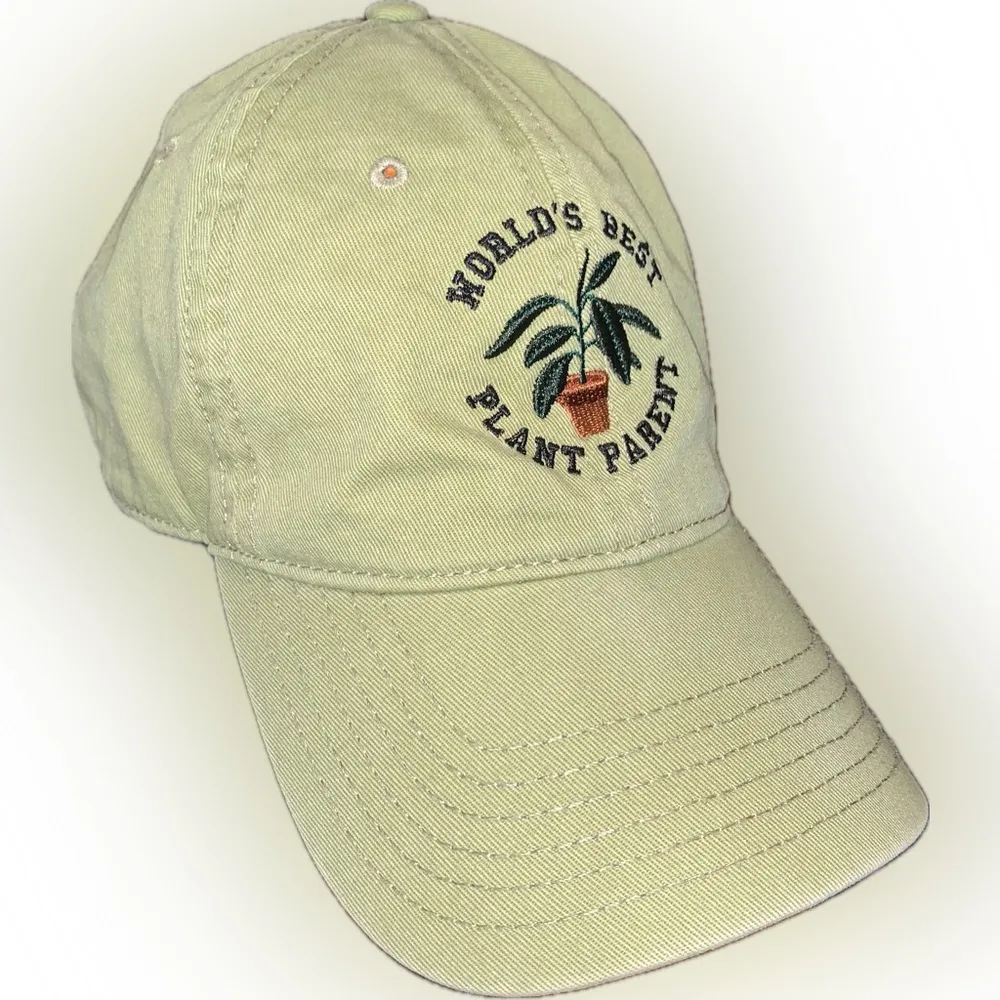 Mad Engine Green Canvas Embroidered Plant Parent Ball Cap Hat Adjustable Cotton - Image 2