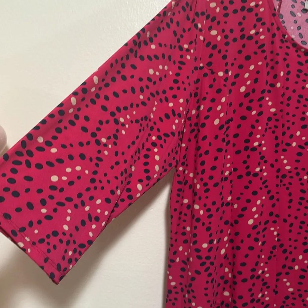 Woman Within 3/4 sleeve polka dot a line dress plus size woman 26/28 pink - Image 3