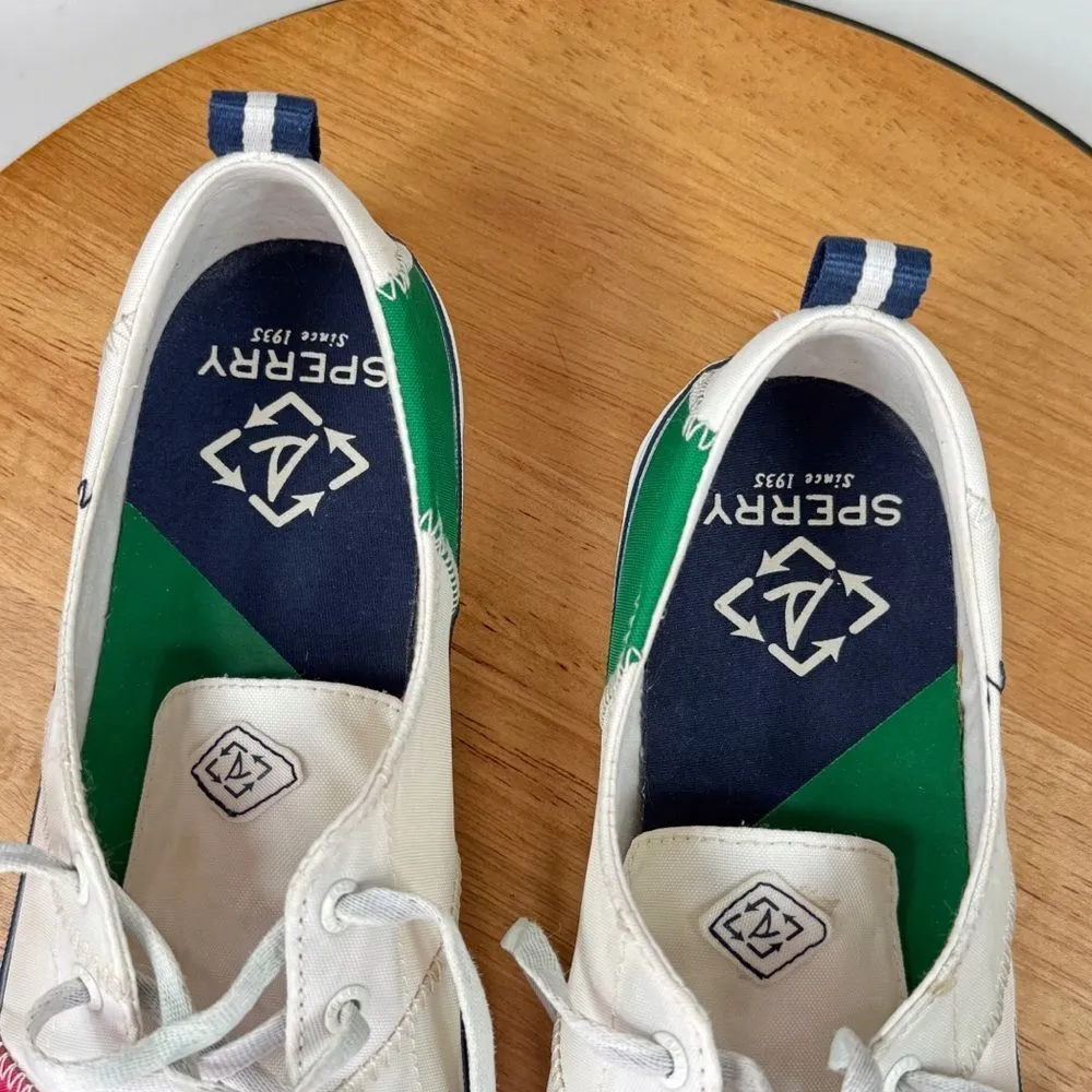 Sperry Crest Vine Bionic Sailcloth Sneaker Shoes White Pink Green 10 - Image 9