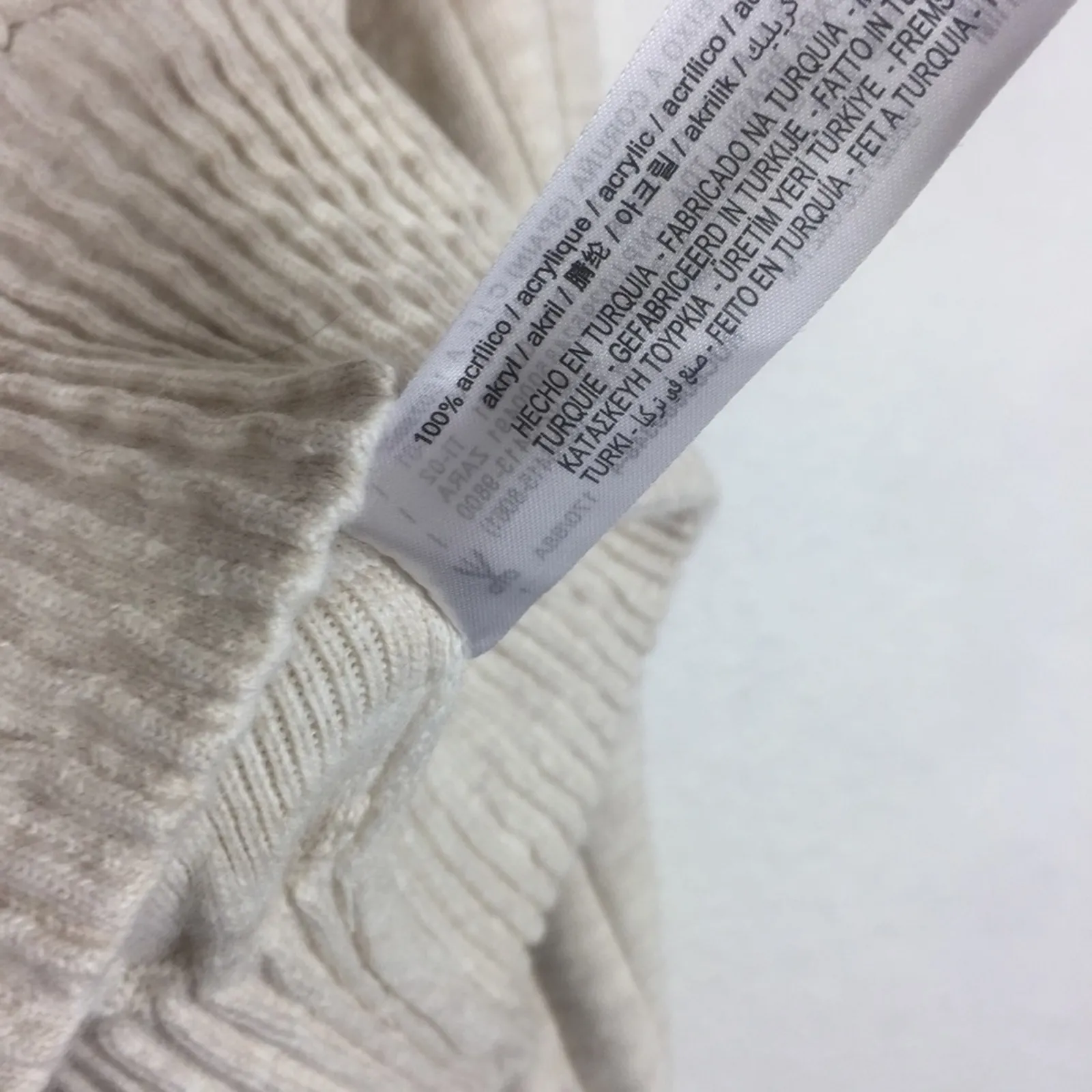 Zara Cream Cropped Knit Ribbed Oversized Comfy Hoodie Sweatshirt Medium Chic - Image 8