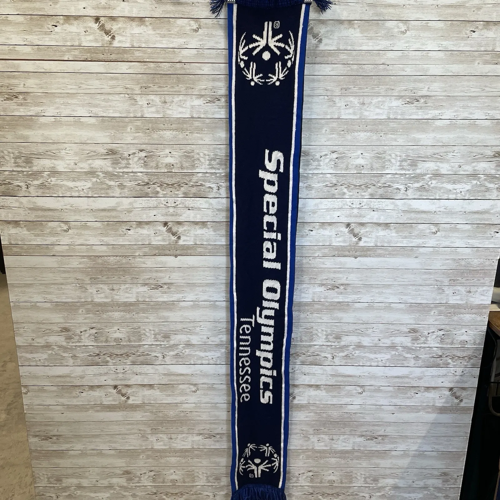 Tennessee Special Olympics Scarf Freeze For A Reason Blue White Knit Polar Bear - Image 7