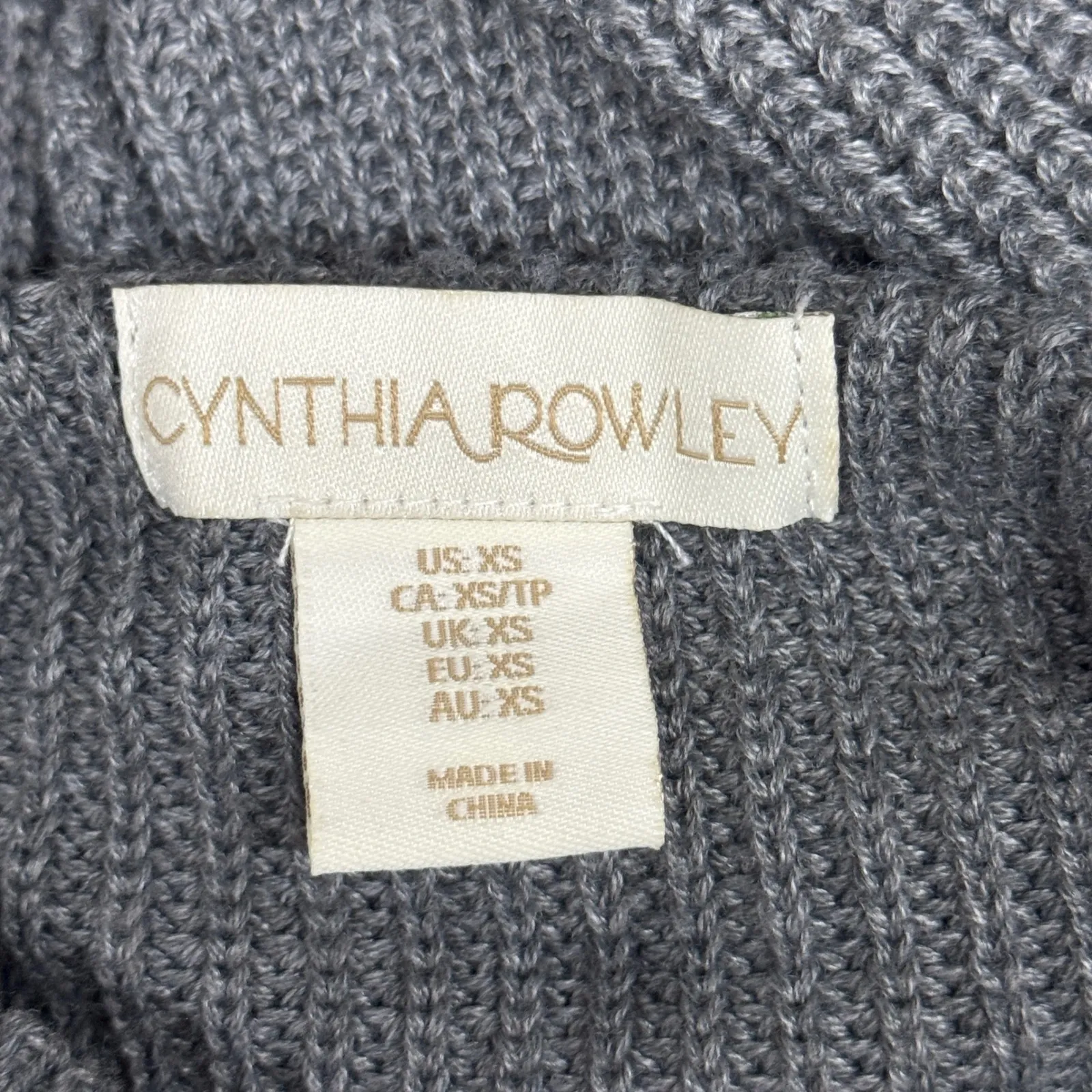 Cynthia Rowley‎ Sweater Womens XS Gray Waffle Knit Hoodie Neutral Minimalist - Image 5