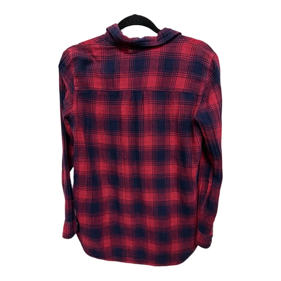 Madewell Red Blue Ex Boyfriend Plaid Flannel in in Albion Plaid Size Small - Image 4