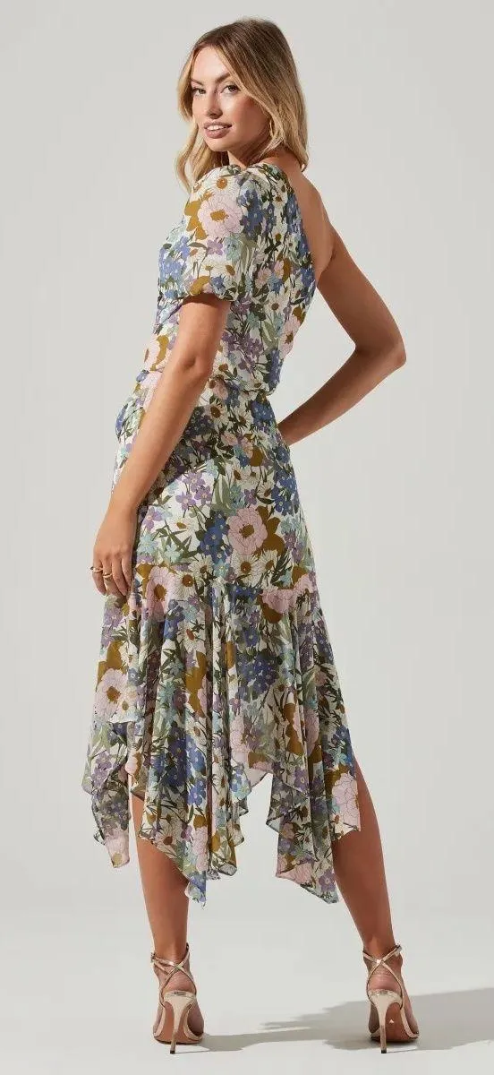 Revolve ASTR the Label Santorini One Shoulder Floral Midi Dress - Image 3