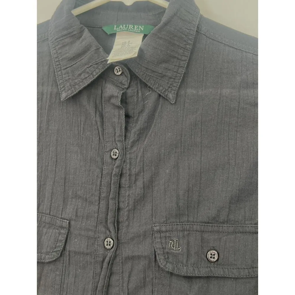 Lauren by Ralph Lauren S 3/4 sleeve button-down shirt Semi Sheer Up Top Women - Image 4