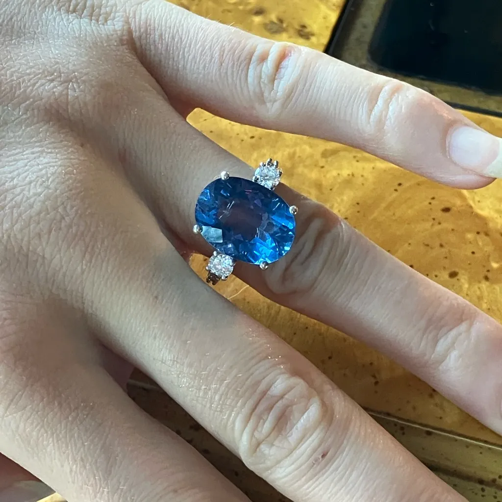 Color Changing Fluorite Moissanite Sterling Silver Ring Size 7 Blue - Image 5