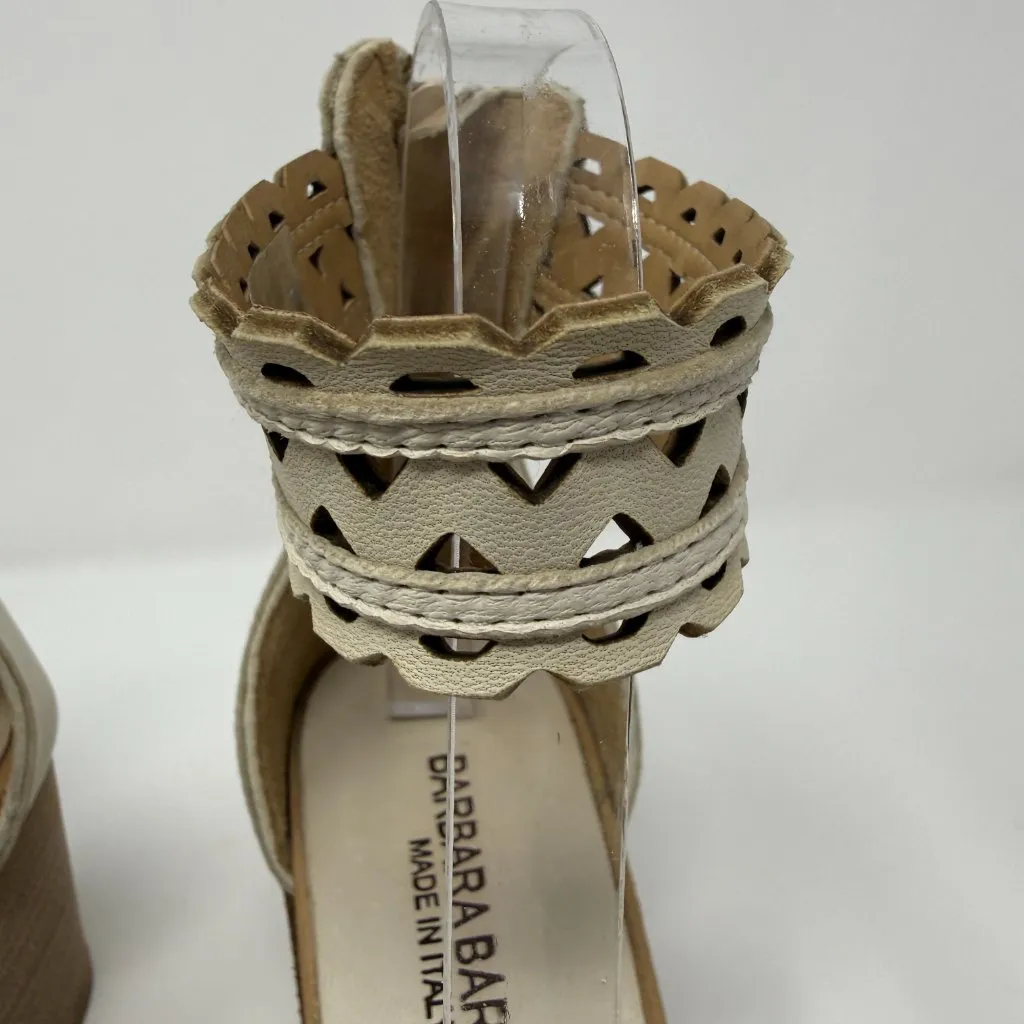 Barbara Barbieri Leather Open Toe Sandal Heels Womens 6 White Anthropologie NWOT - Image 6