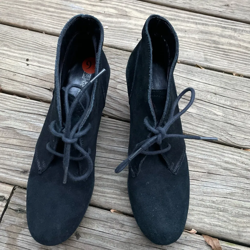 White Mountain Black Suede Wedge Boots size 9.5 - Image 2