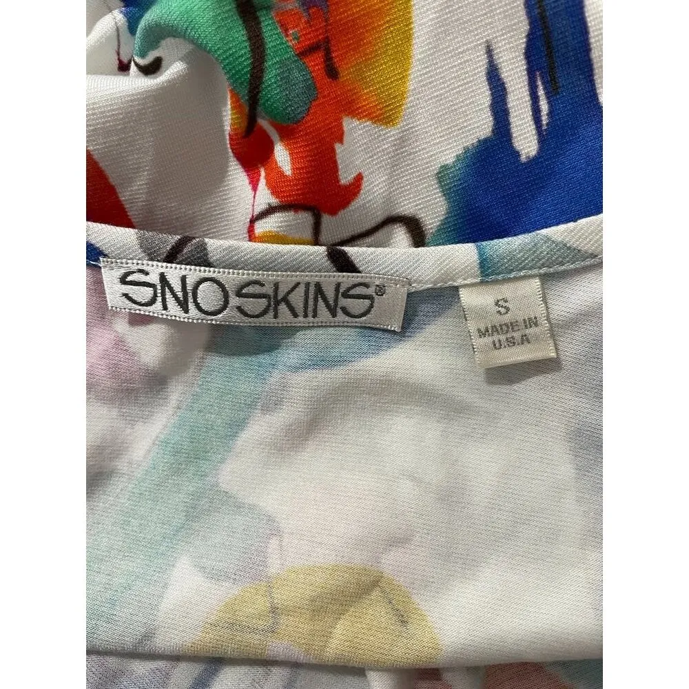 SnoSkins Size Small Top Blouse Colorful Art to Wear Abstract Floral - Image 5