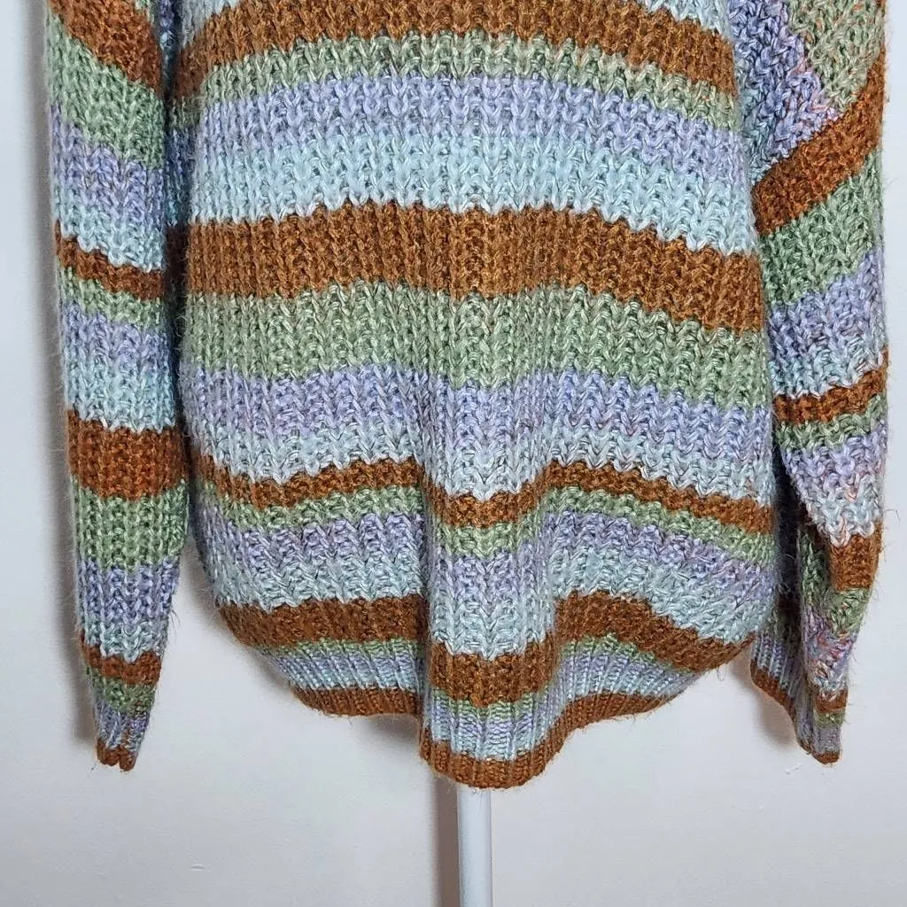 Haptics Colorful Stripe Sweater Size 2X Plus Size Striped Chunky Knit Sweater Brown - Image 4