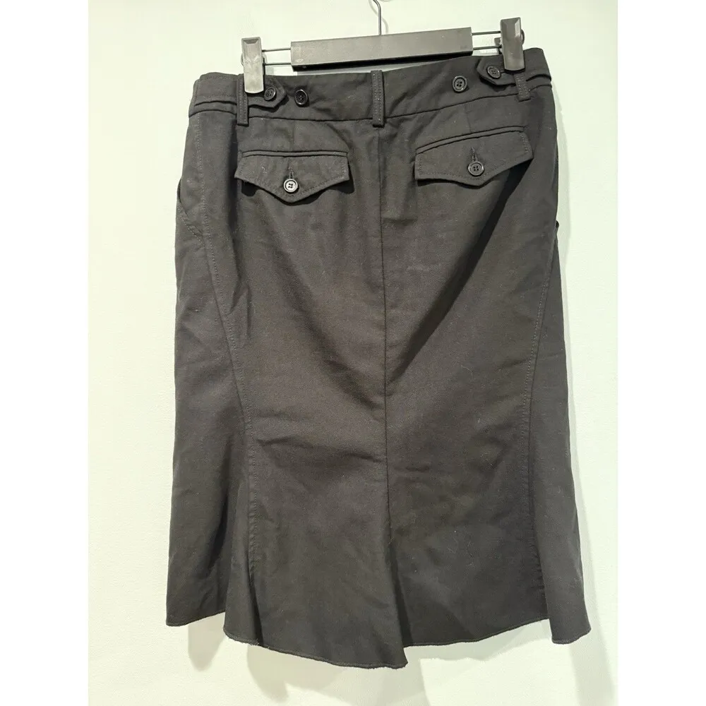 BCBGMaxazria Knee Length Skirt Womens 2 Black Wool Pockets Workwear Academia Y2K - Image 2