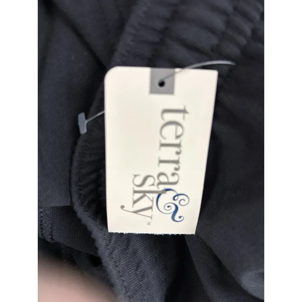 *New Terra & Sky Capri Pant Womens Plus 2X Black Casual Pull On Drawstring - Image 6