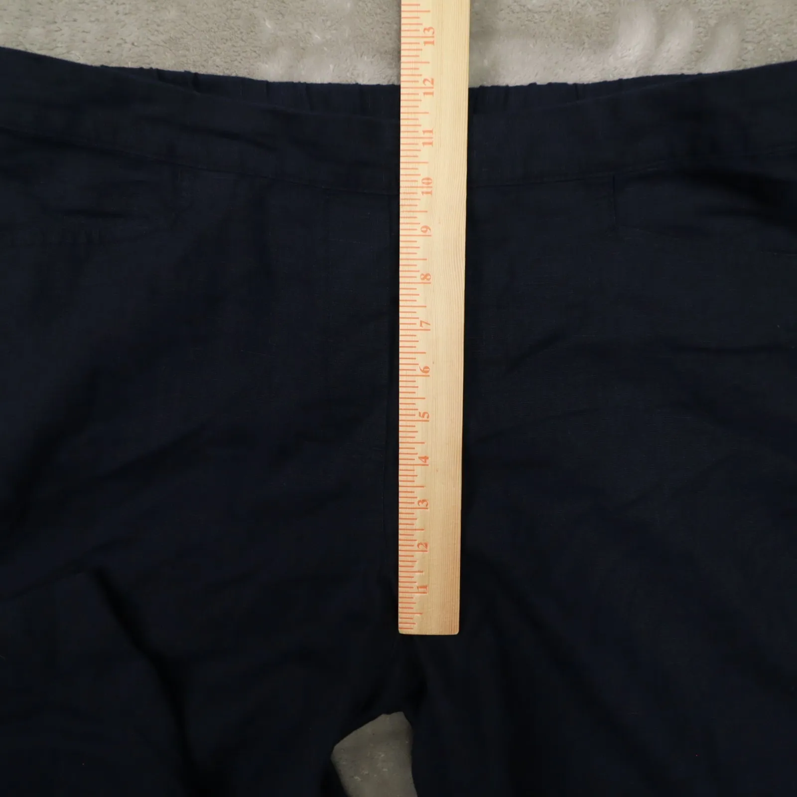 J. Jill Navy Blue Wide Leg Cropped Linen Relaxed Pants Women's Size XL - Image 8