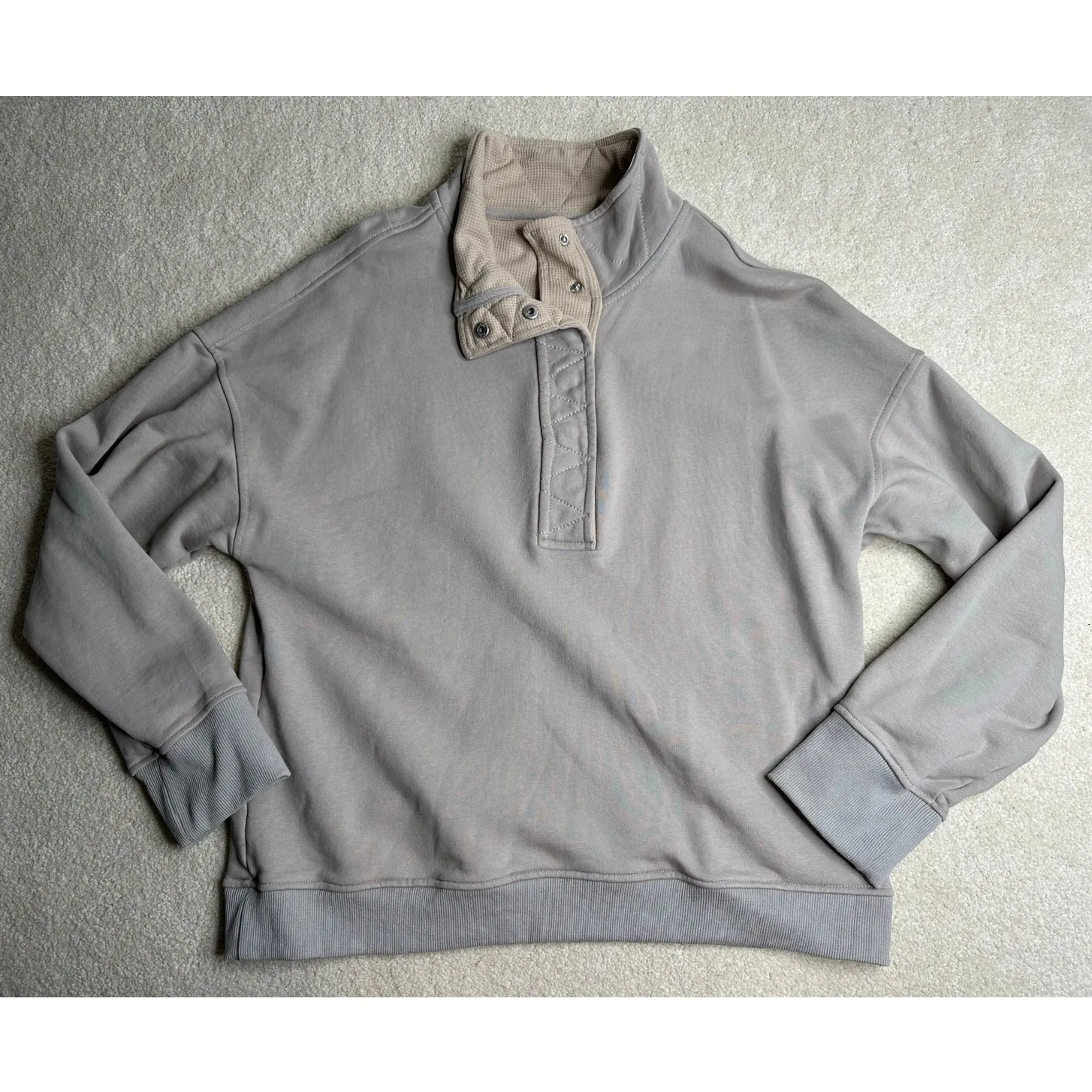 Amazon Taupe Quarter Snap Waffle Sweatshirt - Image 3