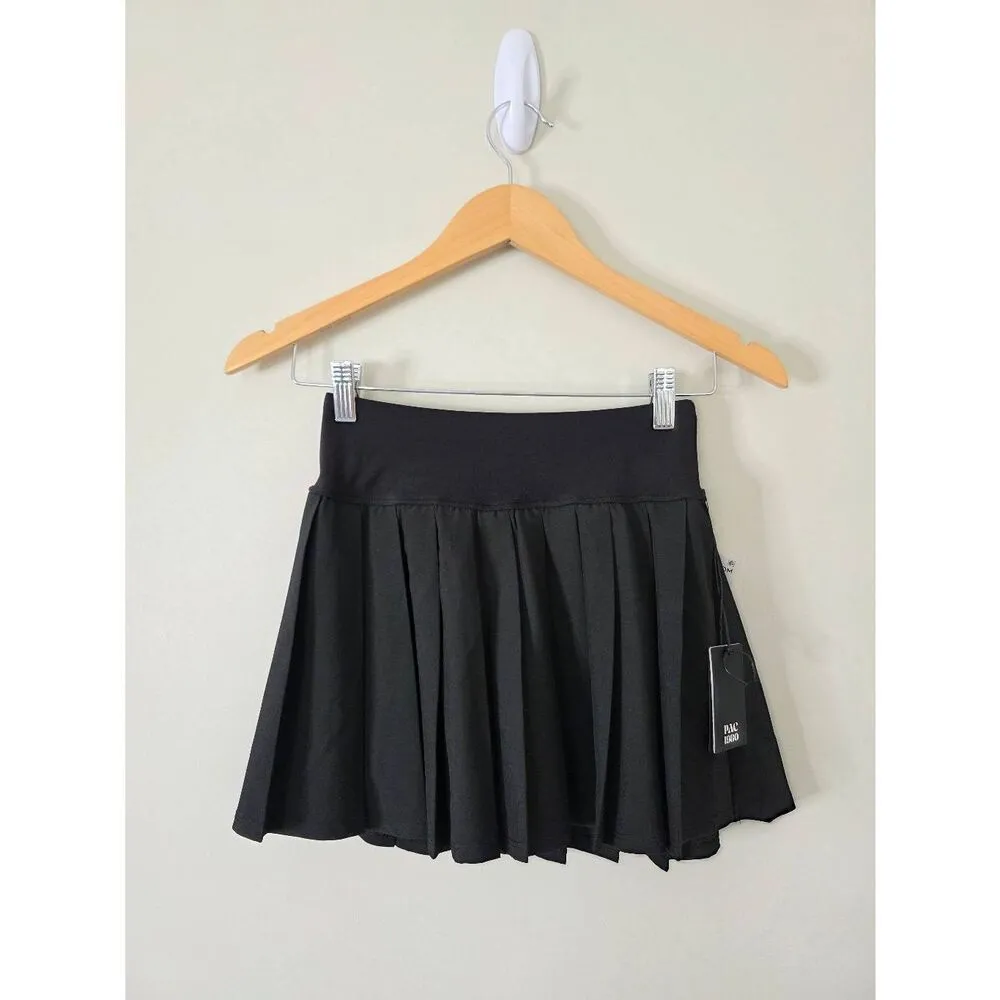 Pacsun PAC1980 Pleated Mini Skort Size Extra Small Black Athletic NWT - Image 2