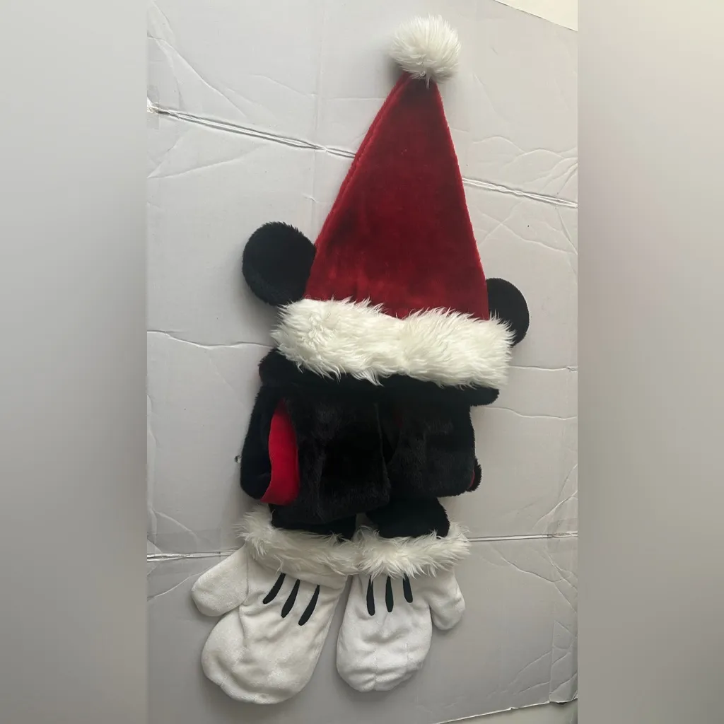 Disney Parks Mickey Mouse Santa Hat/Scarf/Gloves All in One-Plush - Image 2