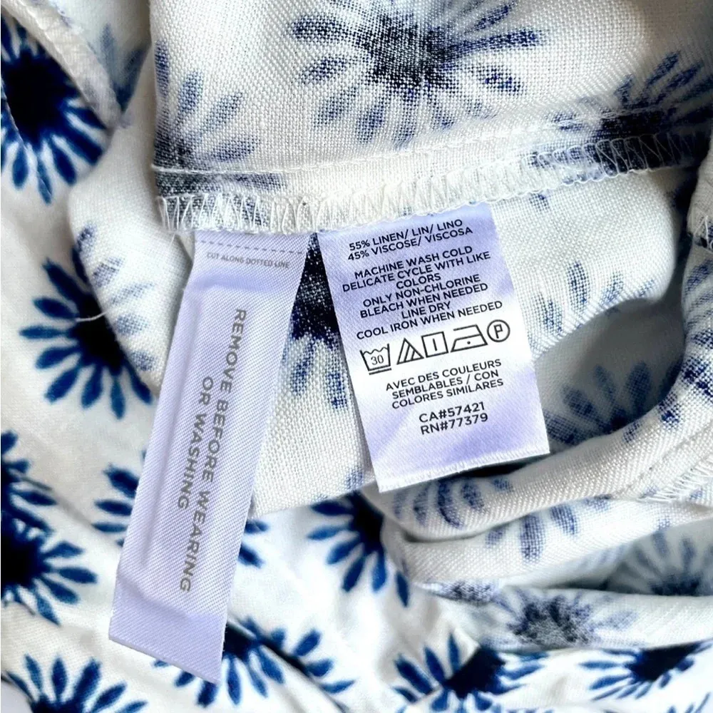 Loft NWOT  Floral Linen Flutter Sleeve Romper - Image 6