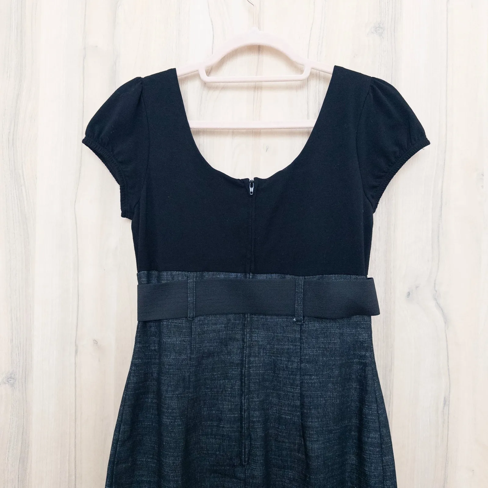 Y2K Iz Byer Womens Dress Size 7 Black Belted Office Siren Chic Classic Babydoll - Image 7