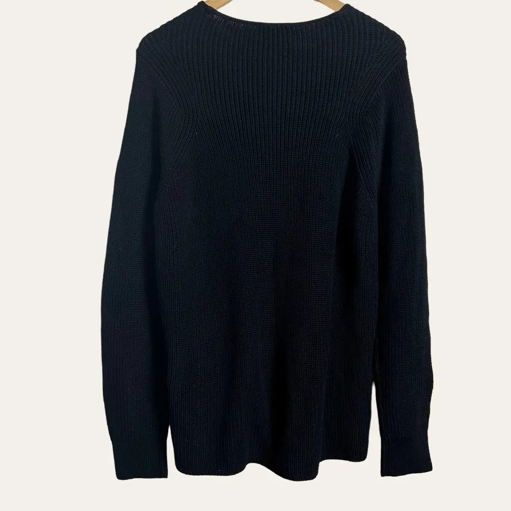 COS Black Cut Out Ribbed Knit Cotton Oversized Pullover Sweater Size M - Image 6