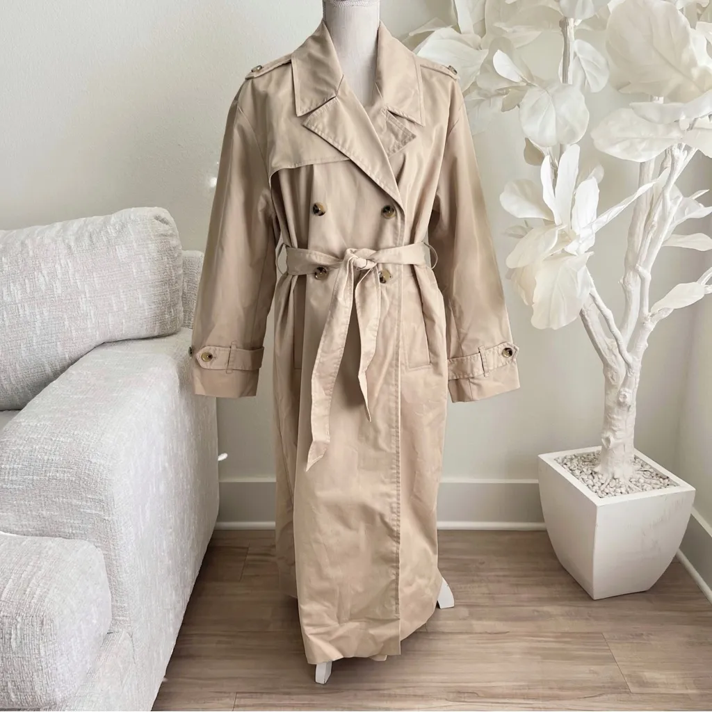 Mango Classic Beige Long Sleeve Trench Coat - Image 4