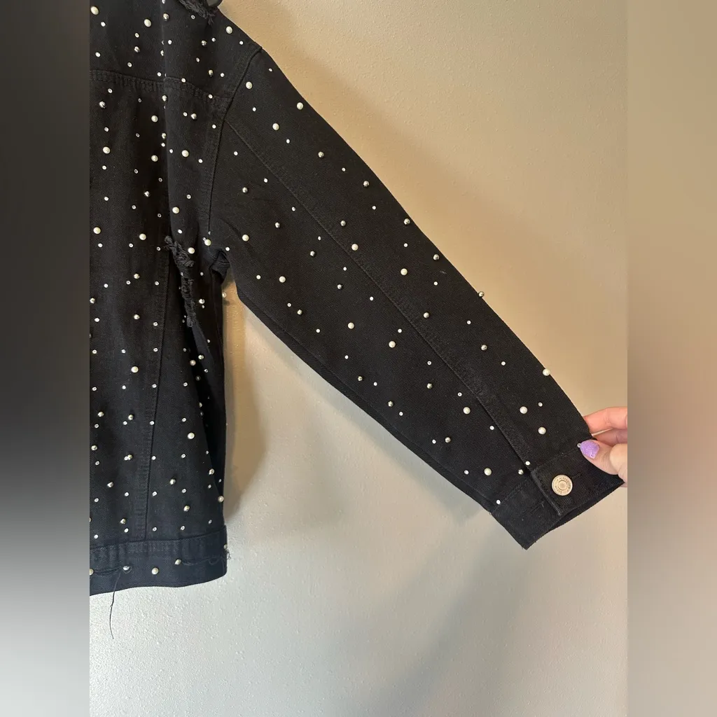 Missguided Carli Bybel Distressed Black Jean Jacket - Image 10