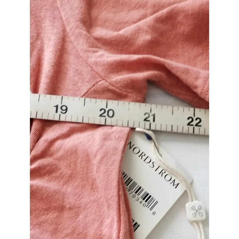 CASLON Womens Ruched Side & Short Sleeve Boat Neck T-Shirt Pink Brick Size XL - Image 5