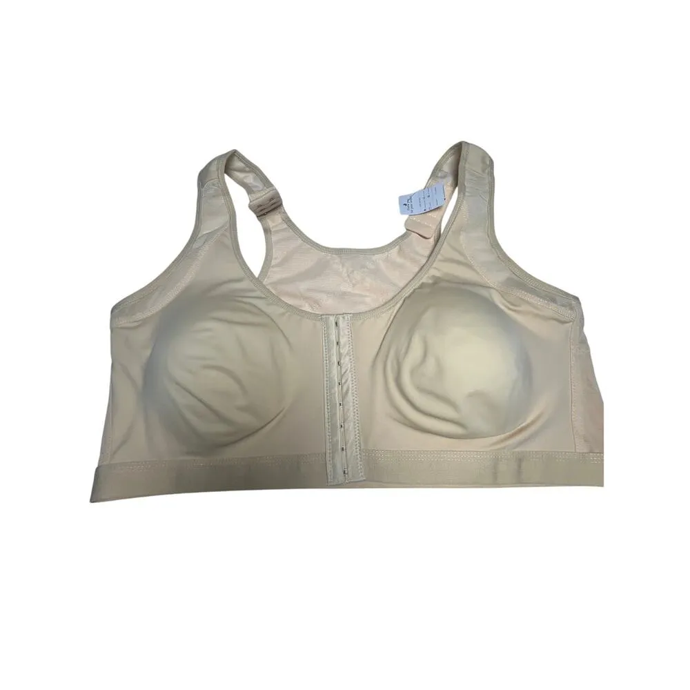 Beige Front Closure Bra 4XL | Wireless Comfort Support | Nylon Spandex Tan Size undefined - Image 3