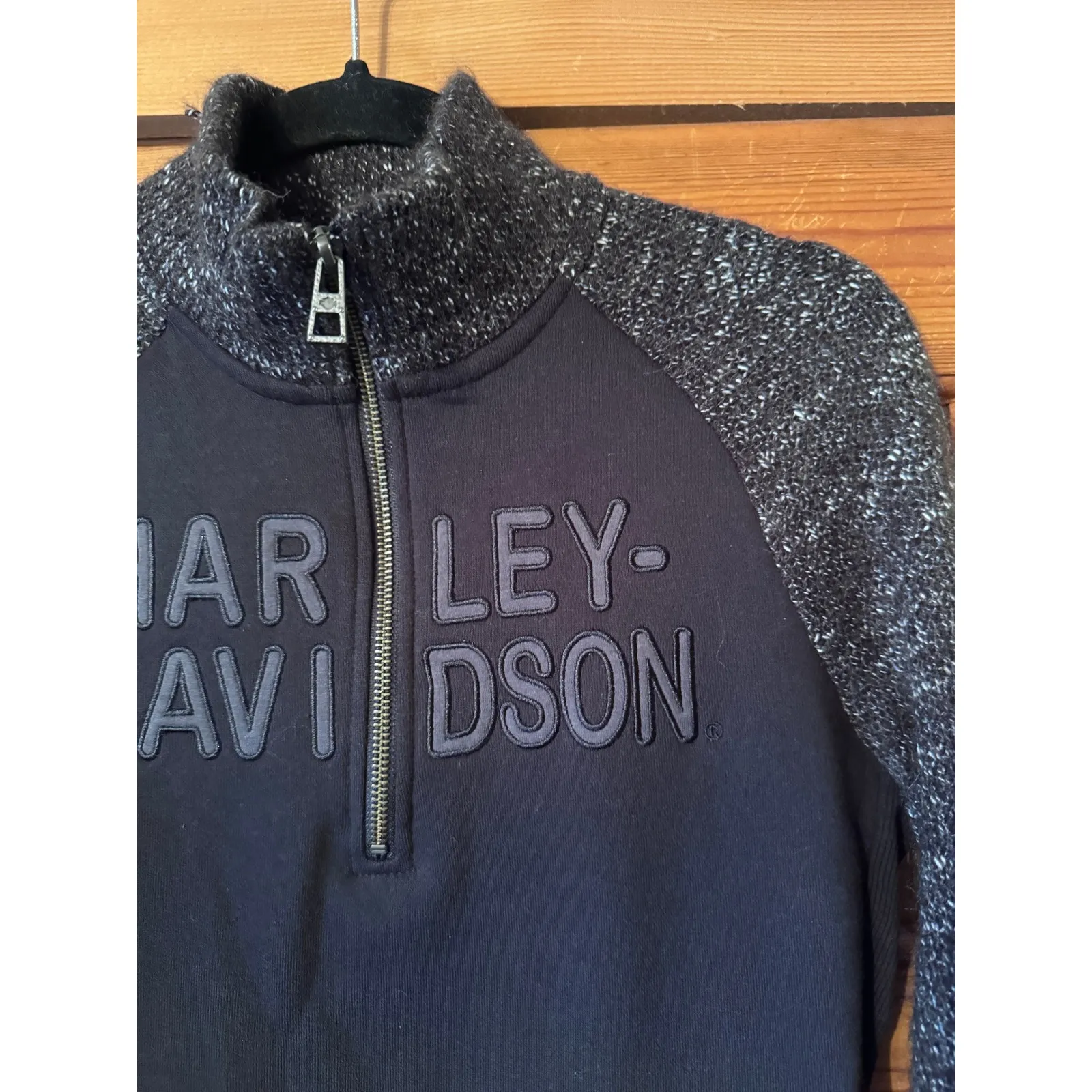Harley-Davidson Women's S Mixed Media Sweater Fleece 1/4 Zip Embroidered - Image 4