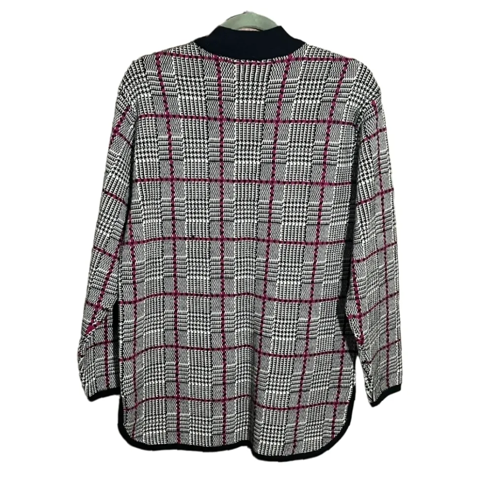 First Issue Knit Houndstooth Plaid Mockneck Sweater Merino Wool Cabincore Small - Image 2