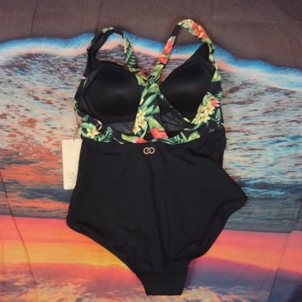 Calia overlap one piece paradise palm swimsuit 8 Green - Image 2