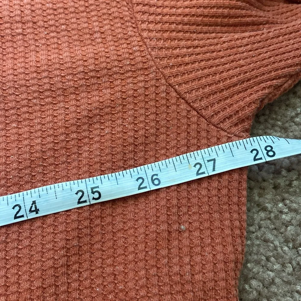 Natural Reflections Cowl Neck Thermal Waffle Pullover (Sz 1X) Pumpkin Orange - Image 6