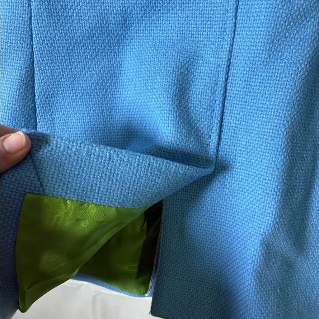 Lands' End Light Blue Blazer with Green Lining - Image 9