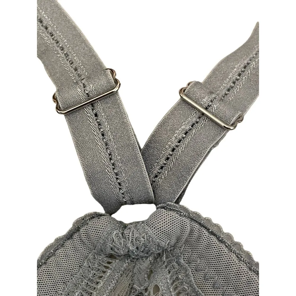 Aerie Silver Grey Cross Keyhole Back Bralette Top size XL - Image 8