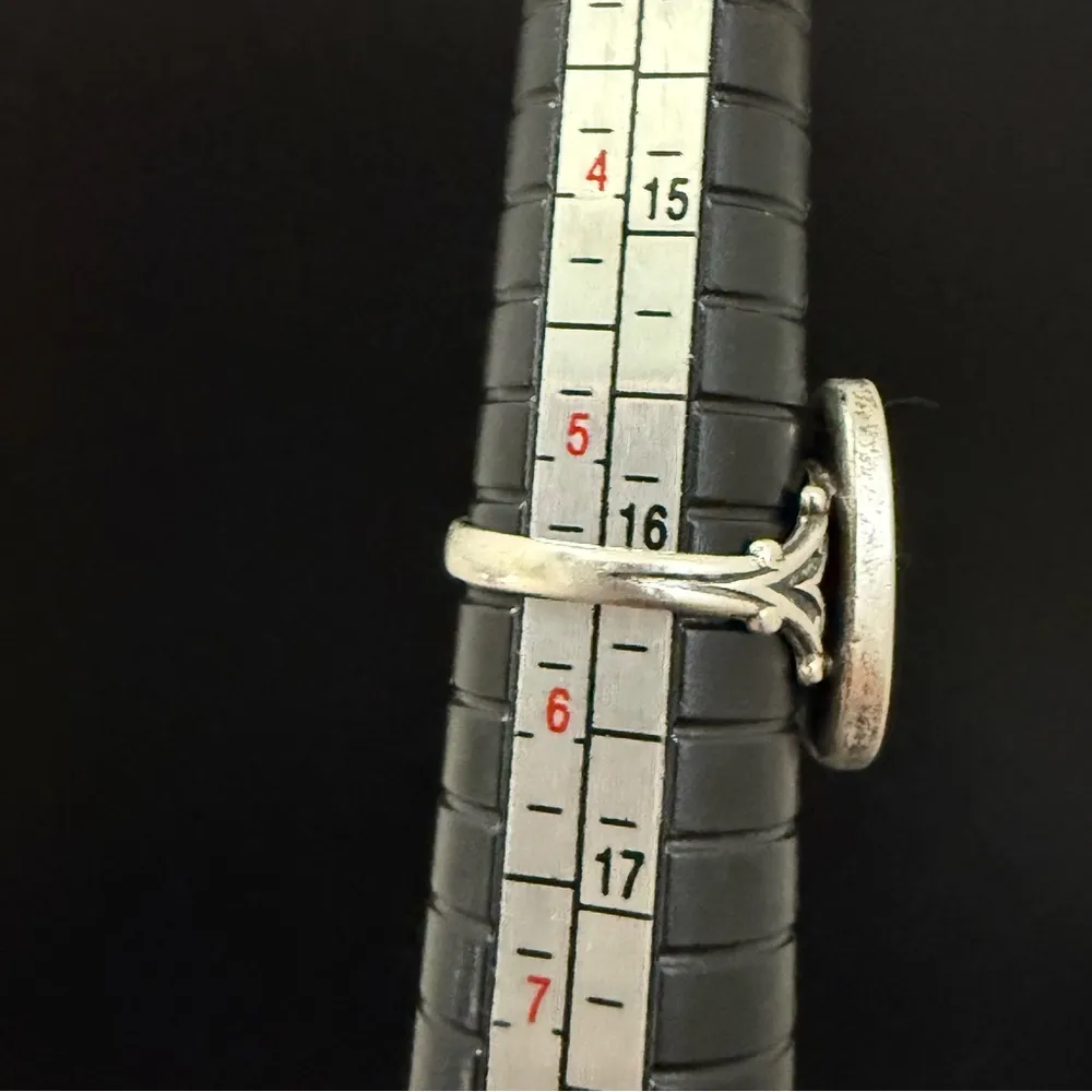 Vintage Sterling Silver Flat Oval Abalone Shell Women’s Ring Size 5.5 3g. Green - Image 10