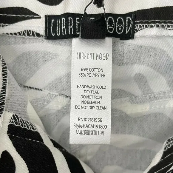 New  Current Mood Zebra Print Chain Mini Skirt Black White - Image 13