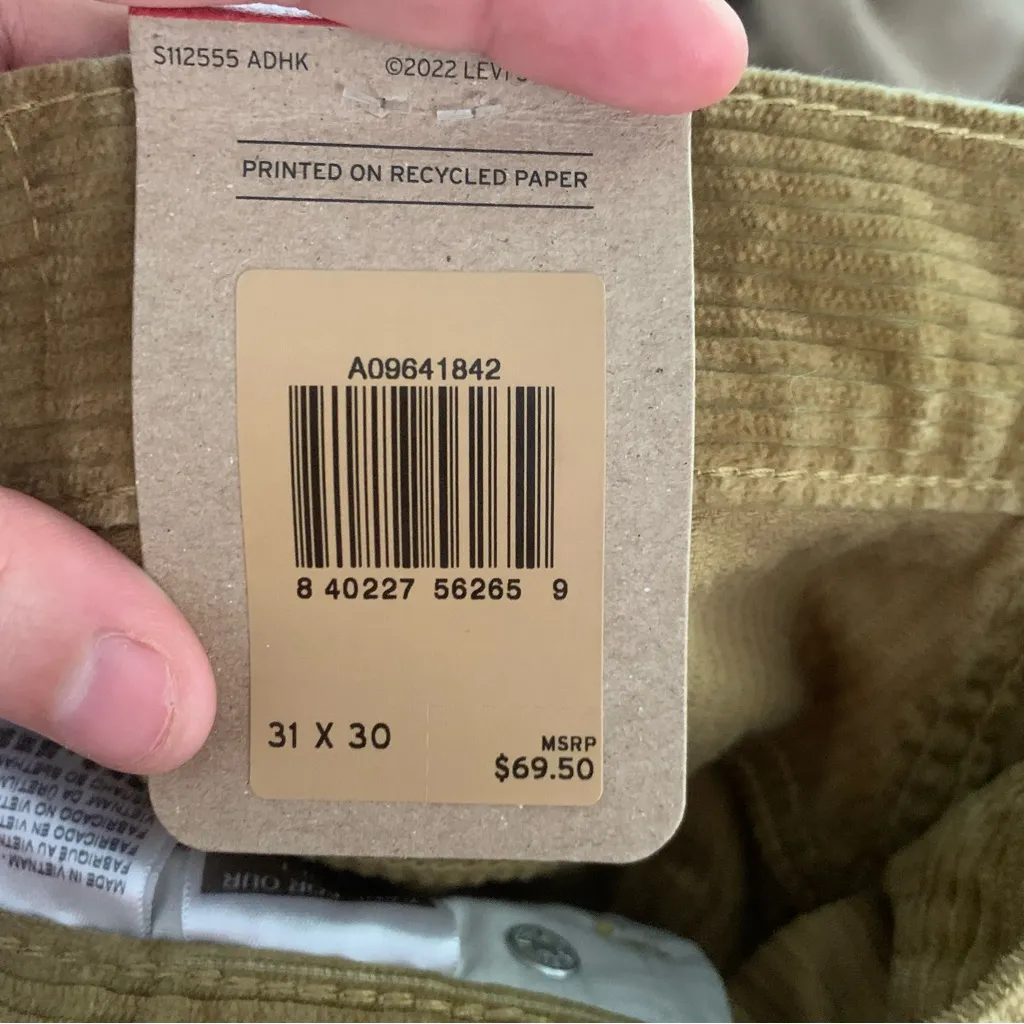 Levi’s Low Pro Mid Rise Straight Leg Corduroy Pants Tan Womens 31x30 - Image 8