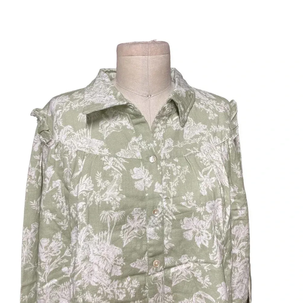 Roller Rabbit Caxias Darya Dress Sage Green White Floral Size Large - Image 4